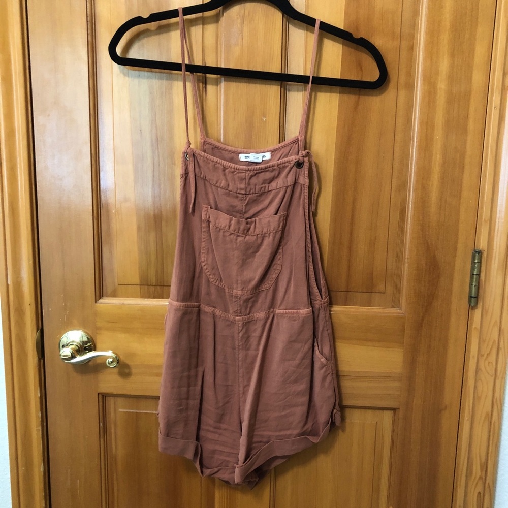 Billabong Muted Orange Short Overalls Sz S